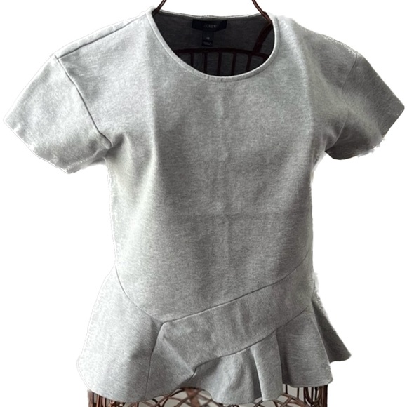 J. Crew Gray Fitted Ruffle Short Sleeve Top XS - Picture 1 of 11